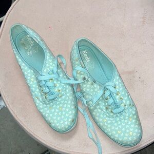 Keds Taylor Swift Sky Blue Shoes with Golden Heart Design